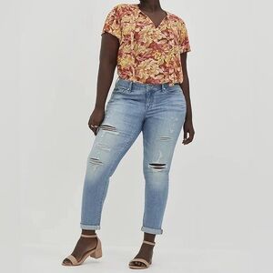 Torrid Blouse‎ Esther Floral Rust Pink Yellow Plus Size 4X 4 Rayon Office Casual